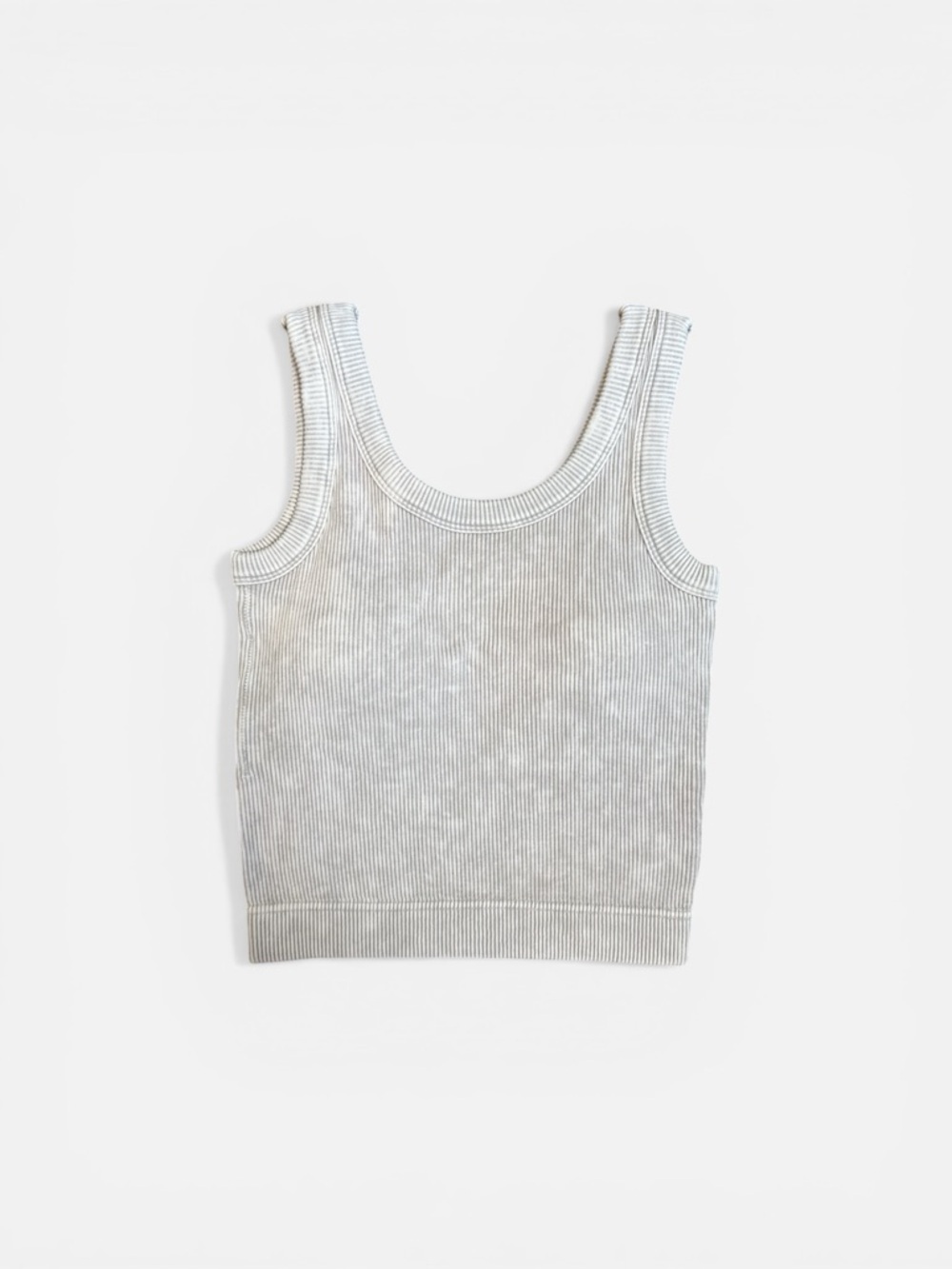 Zenana Outfitters Padded Ribbed Scoop Tank Top in Bone Gray